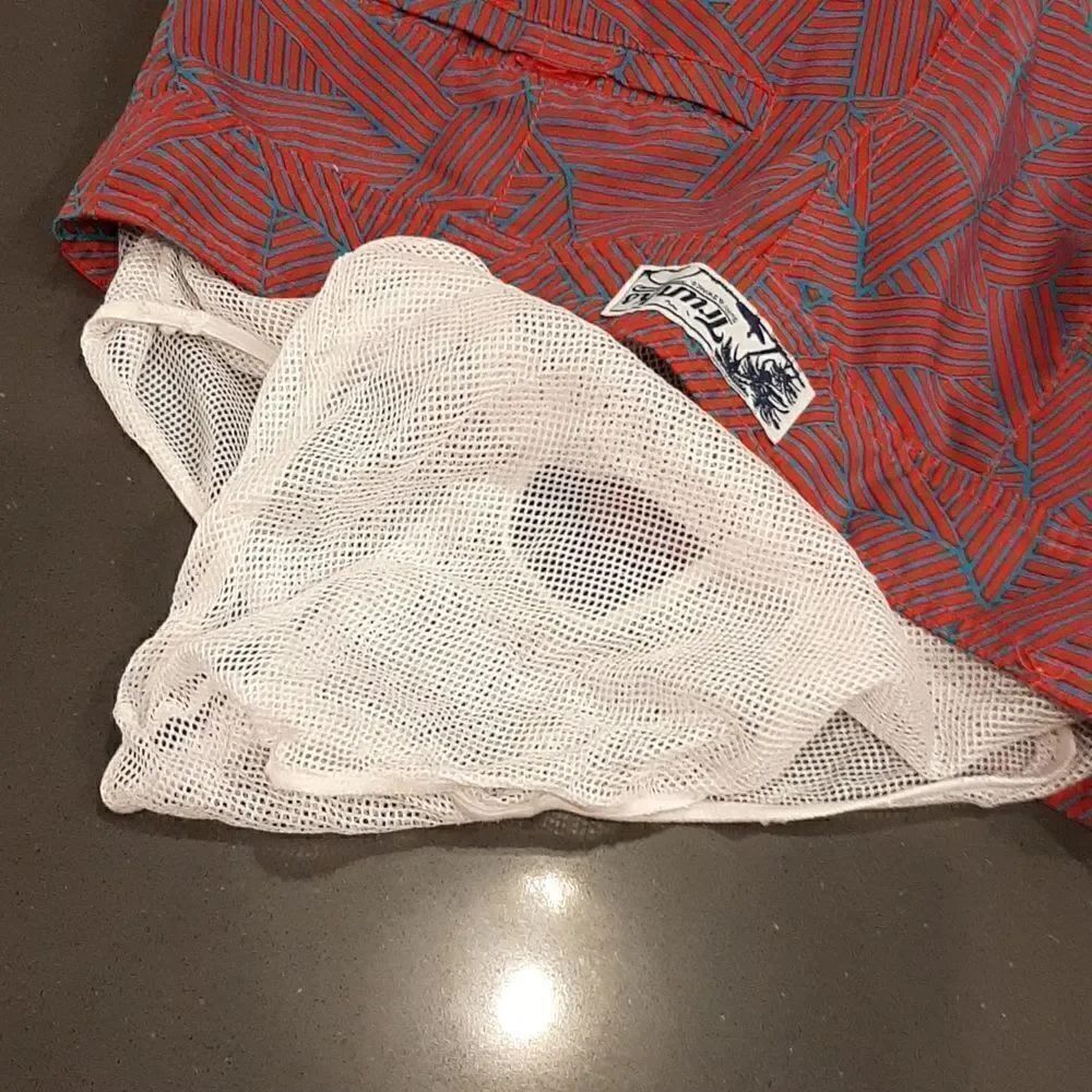Trunks Surf and Swim Co. Aqua and Red Striped Pattern Trunks - Picture 3 of 10